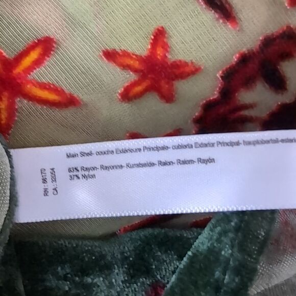 Stunning emerald floral burnout Rayon velvet kimono overlay top O/s nwot ruana - Picture 8 of 8